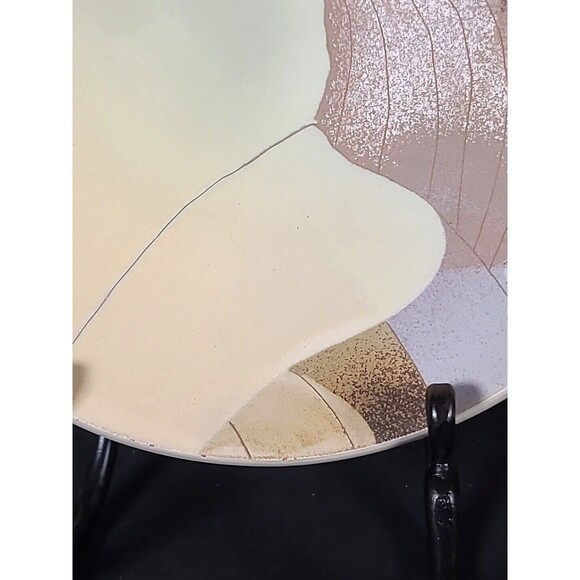 Handmade & Painted Art Pottery Hanging Dish Plate Abstract Contemporary - Picture 9 of 16